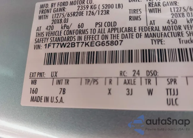 1FT7W2BT7KEG65807: 42311452