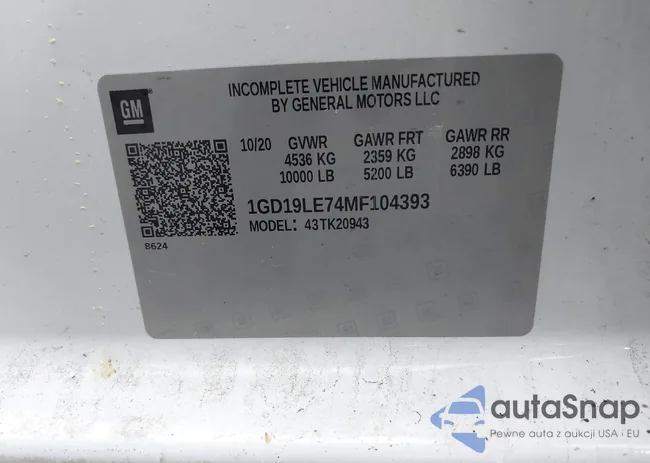 1GD19LE74MF104393: 42311457