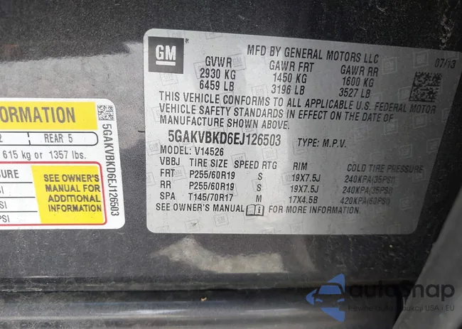 5GAKVBKD6EJ126503: 42311570