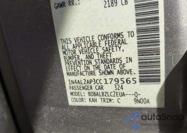 1N4AL2AP3CC179565: 42311579