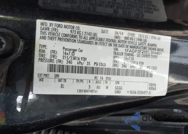 1FADP3F25EL304461: 42311718