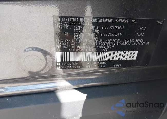 4T3RWRFV5RU117417: 42311720