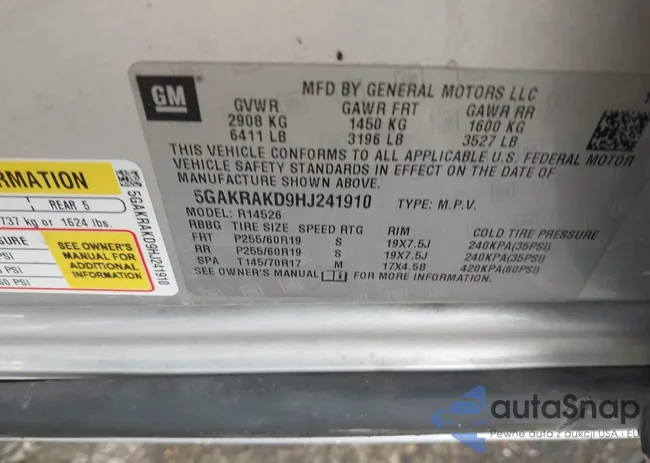 5GAKRAKD9HJ241910: 42310793