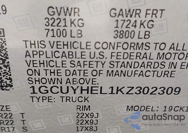 1GCUYHEL1KZ302309: 42311031