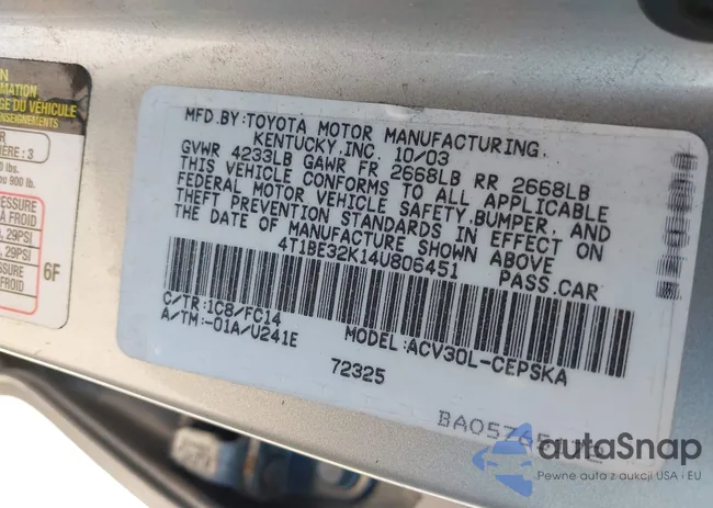 4T1BE32K14U806451: 42311052