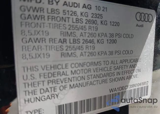 WA1DECF39N1041812: 42311082