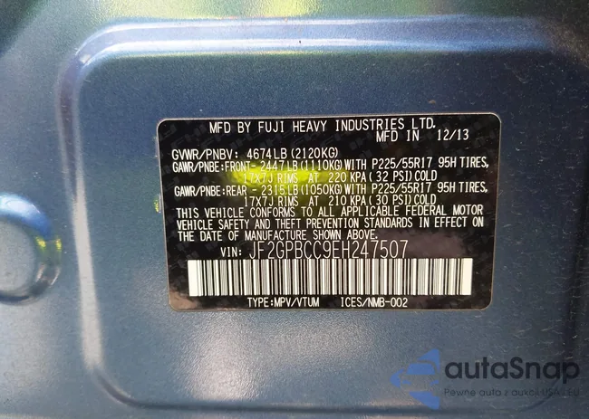 JF2GPBCC9EH247507: 42312185