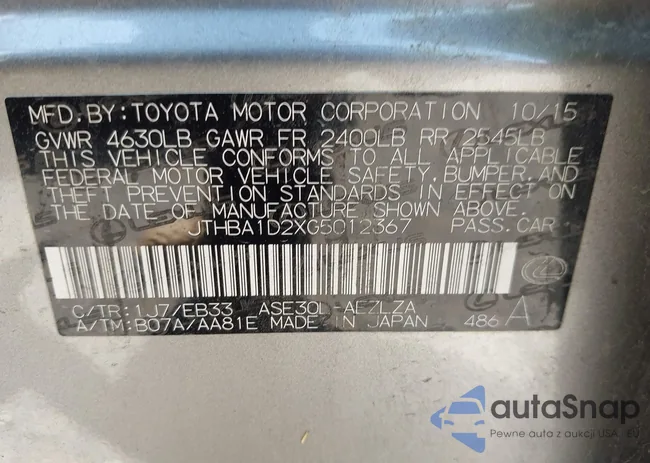 JTHBA1D2XG5012367: 42312229