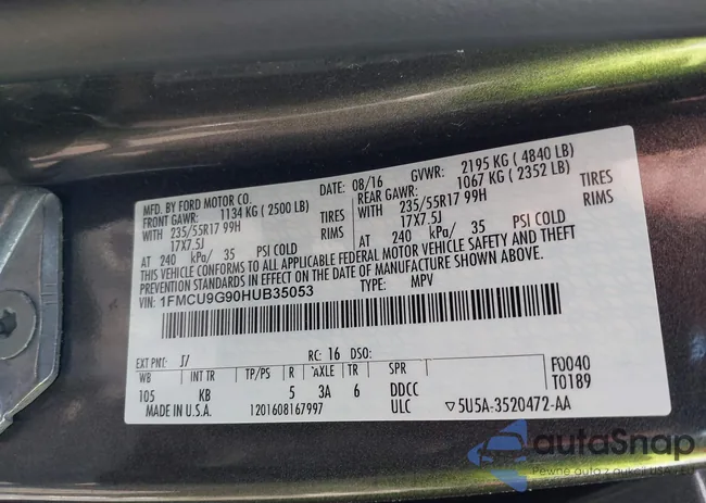 1FMCU9G90HUB35053: 42312232