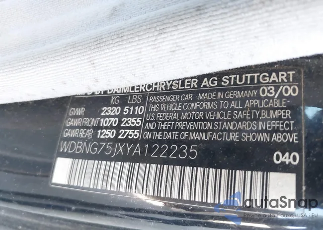 WDBNG75JXYA122235: 42312244