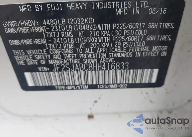 JF2SJABC8HH416833: 42312312