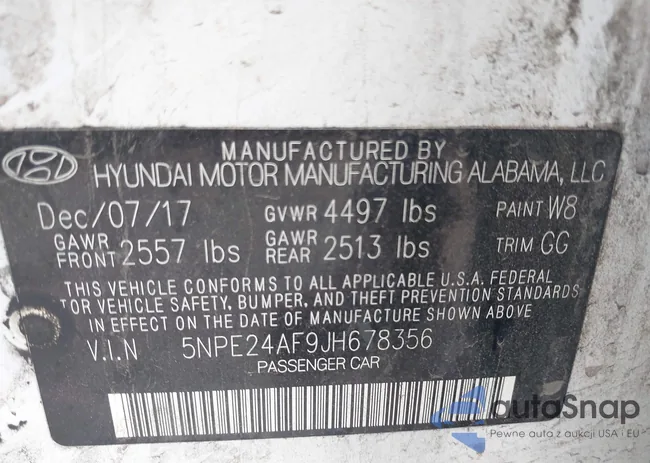 5NPE24AF9JH678356: 42312738