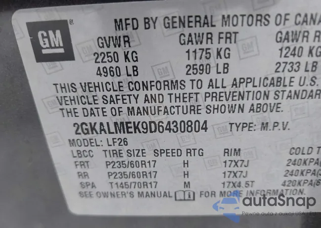 2GKALMEK9D6430804: 42312018