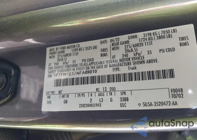 1FTFW1E57NFA89010: 42312082