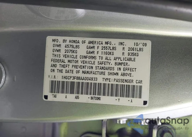 1HGCP3F88AA004933: 42312088