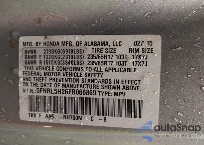 5FNRL5H26FB066869: 42312089