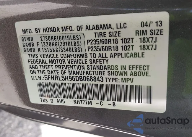 5FNRL5H96DB068843: 42312176