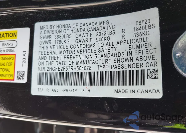 2HGFE2F57RH504078: 42313350