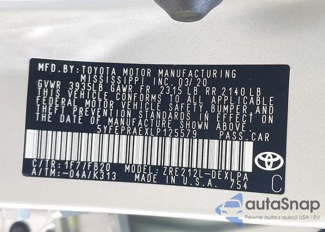 5YFEPRAEXLP125579: 42313401