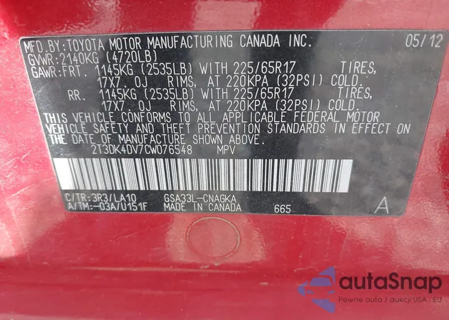 2T3DK4DV7CW076548: 42313420