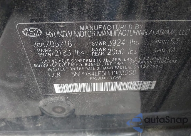 5NPD84LF5HH003508: 42313457