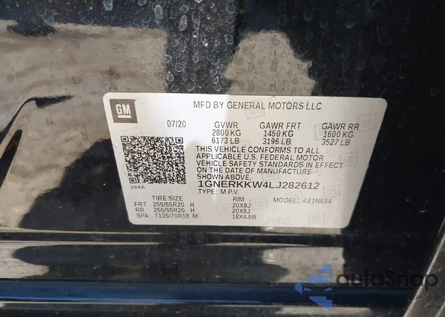 1GNERKKW4LJ282612: 42313667