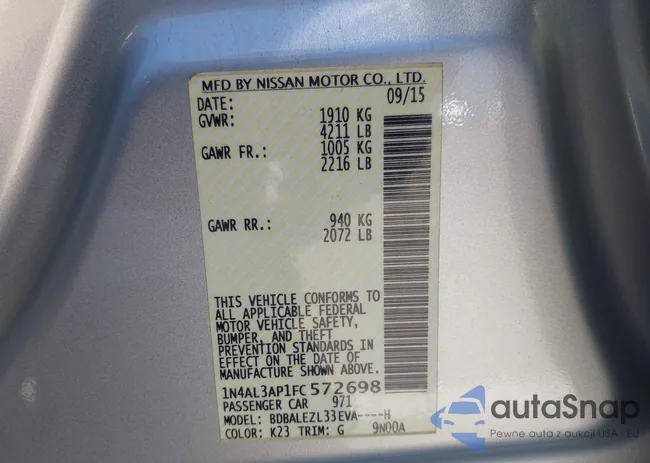 1N4AL3AP1FC572698: 42313673