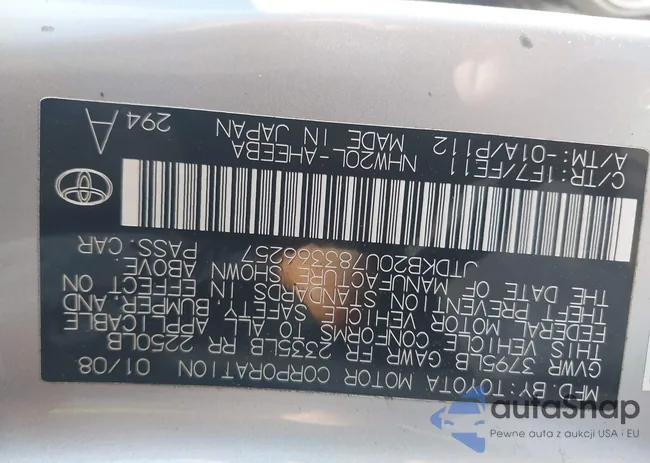 JTDKB20U783366257: 42313695