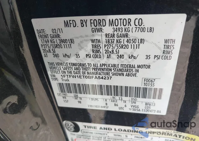 1FTFW1ET0BFA54237: 42313713