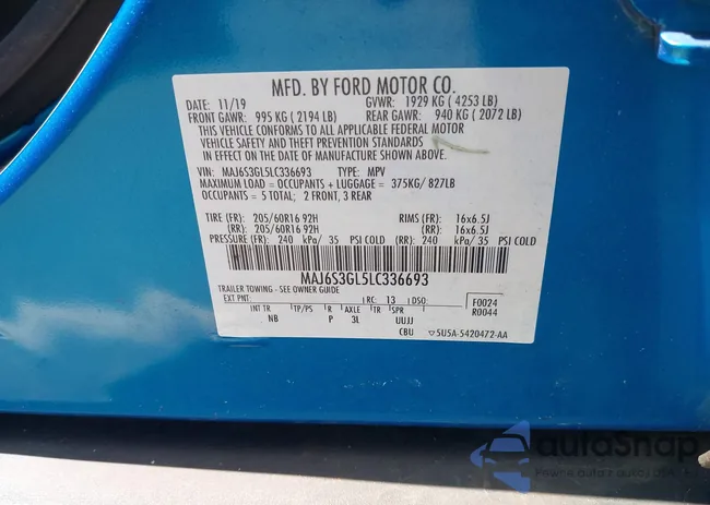 MAJ6S3GL5LC336693: 42313012