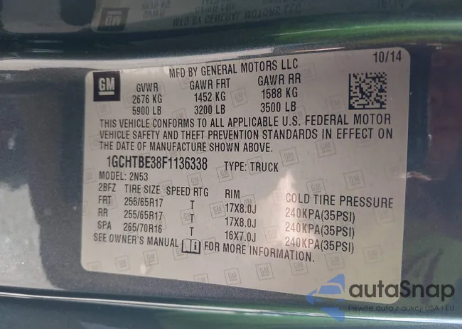 1GCHTBE38F1136338: 42313100