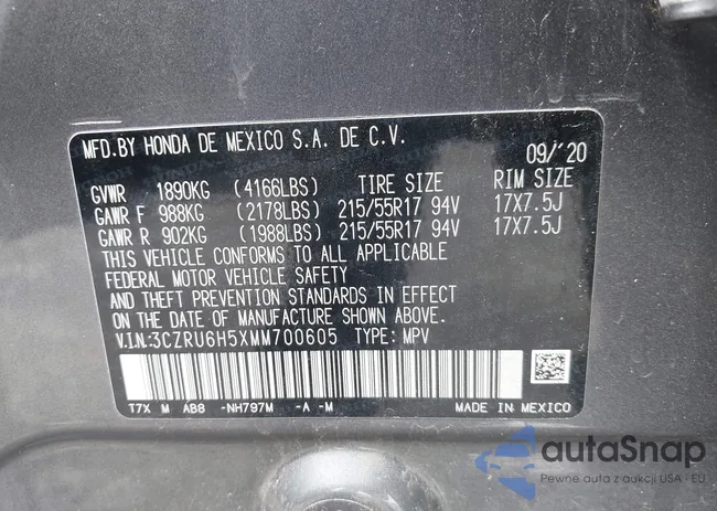 3CZRU6H5XMM700605: 42313171