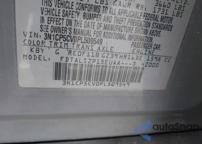 3N1CP5CV0PL509549: 42314220