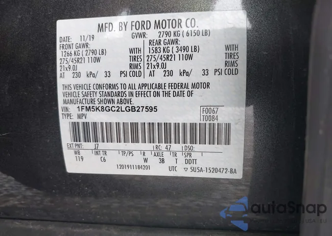 1FM5K8GC2LGB27595: 42314247