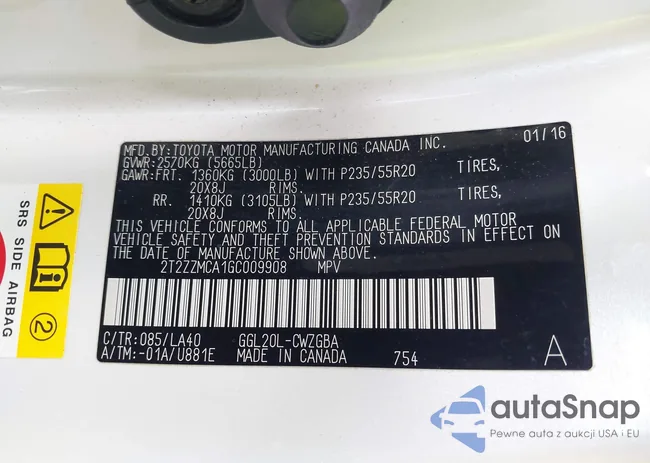 2T2ZZMCA1GC009908: 42314574