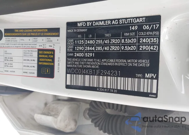 WDC0J4KB1JF294231: 42314619