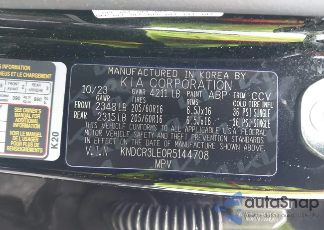 KNDCR3LE0R5144708: 42314644