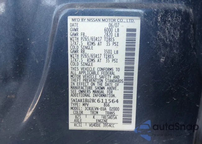 5N1AR18U28C611564: 42314703