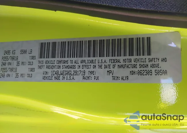 1C4BJWEG0GL291719: 42313803