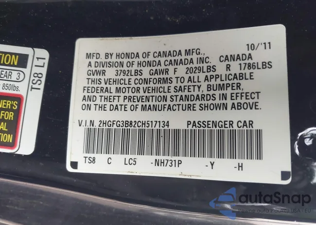 2HGFG3B82CH517134: 42314011