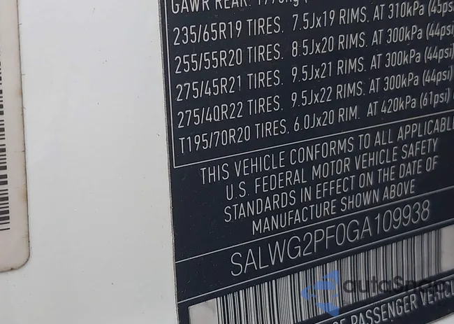 SALWG2PF0GA109938: 42314063