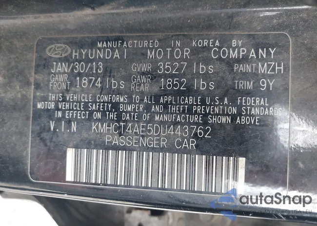 KMHCT4AE5DU443762: 42315359