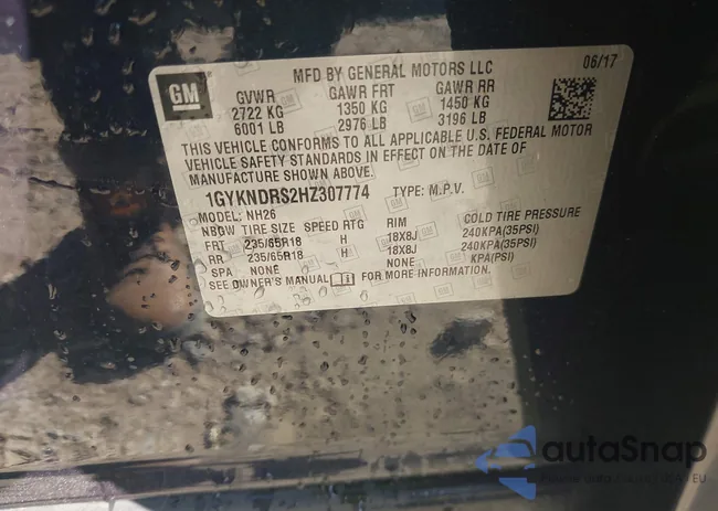 1GYKNDRS2HZ307774: 42315432