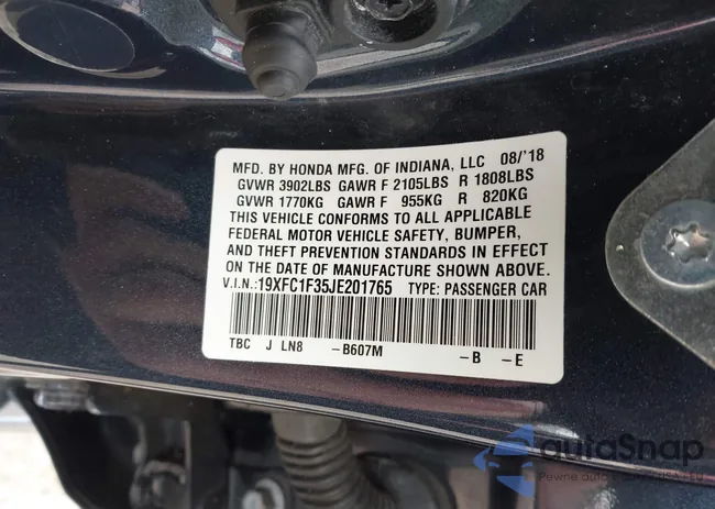19XFC1F35JE201765: 42315514
