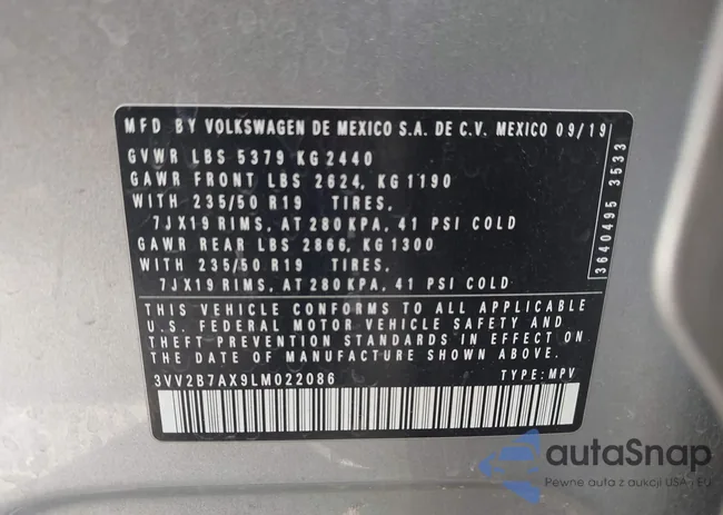 3VV2B7AX9LM022086: 42315766