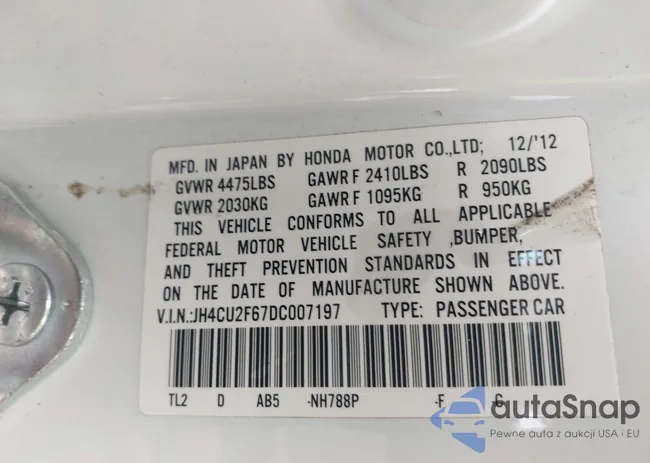 JH4CU2F67DC007197: 42314867