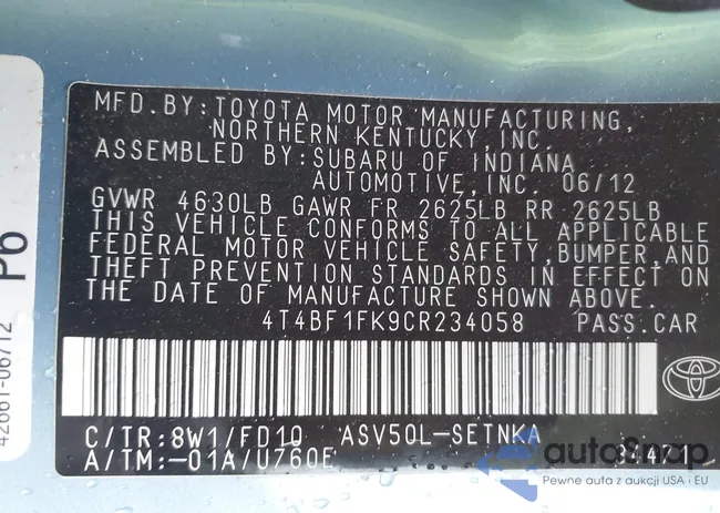 4T4BF1FK9CR234058: 42314970