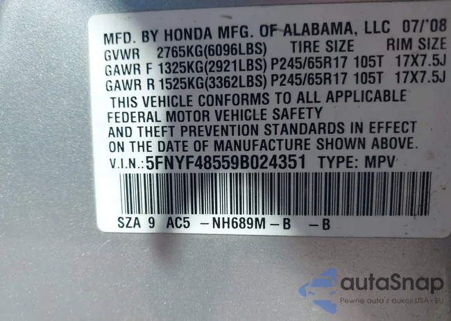 5FNYF48559B024351: 42314992