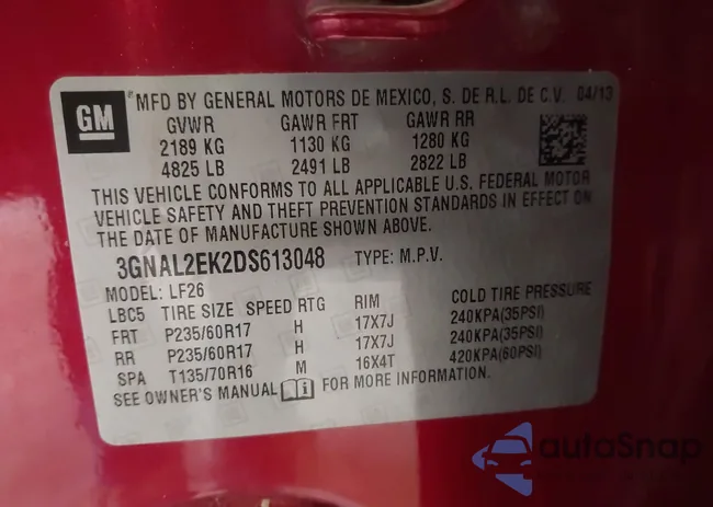 3GNAL2EK2DS613048: 42315150