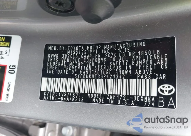 5YFBURHE3GP421342: 42316186